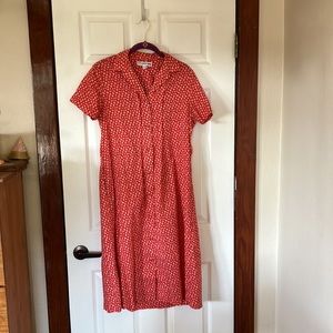 Ines de Fressange Uniqlo Red Floral Shift Dress with half slip- Medium